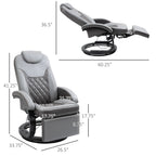 Faux Leather Manual Recliner, Adjustable Swivel Lounge Chair, Armchair with Footrest and Round Base for Living Room, Gray