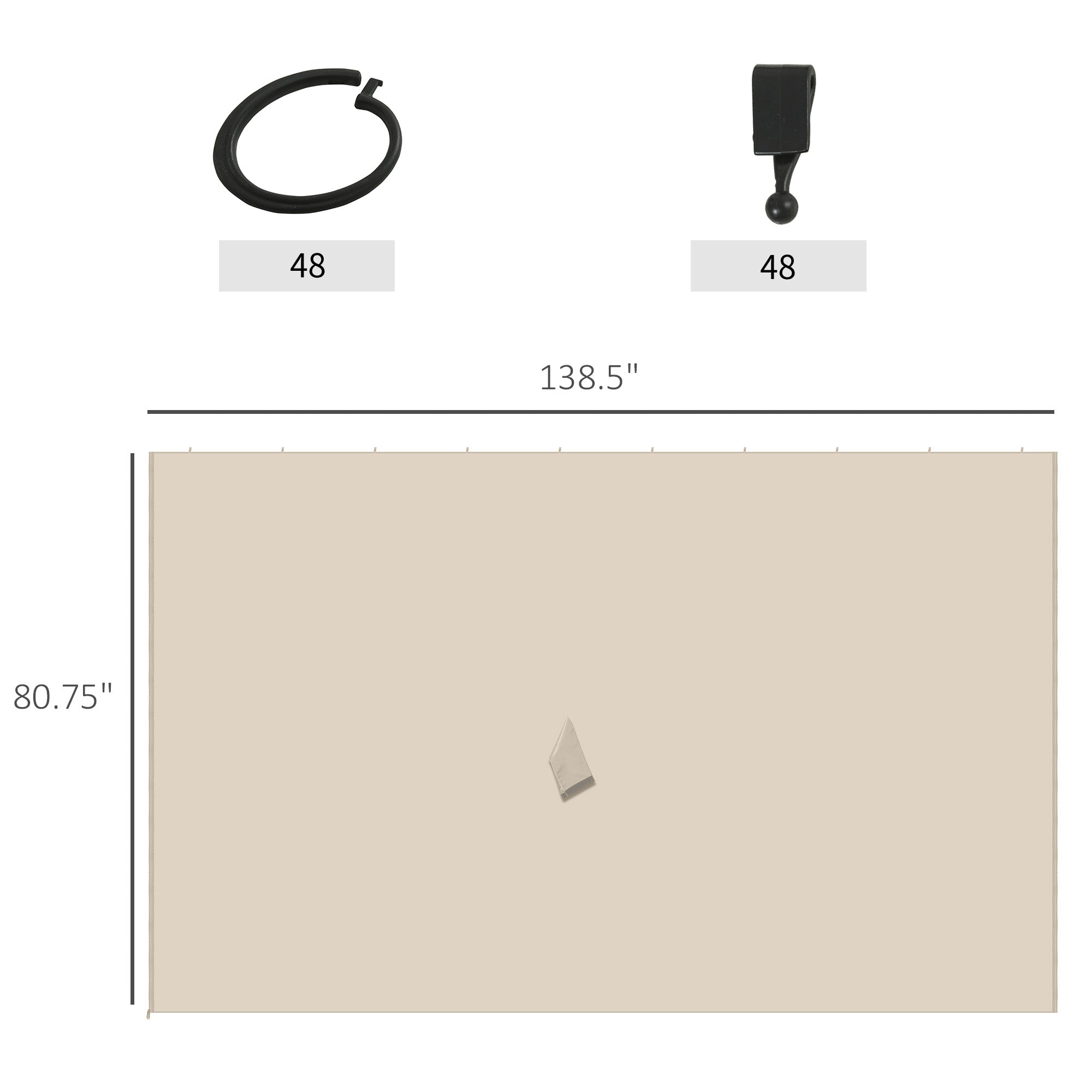 9.84' x 13.1' Gazebo Sidewall Set with Hooks/C-Rings, Beige