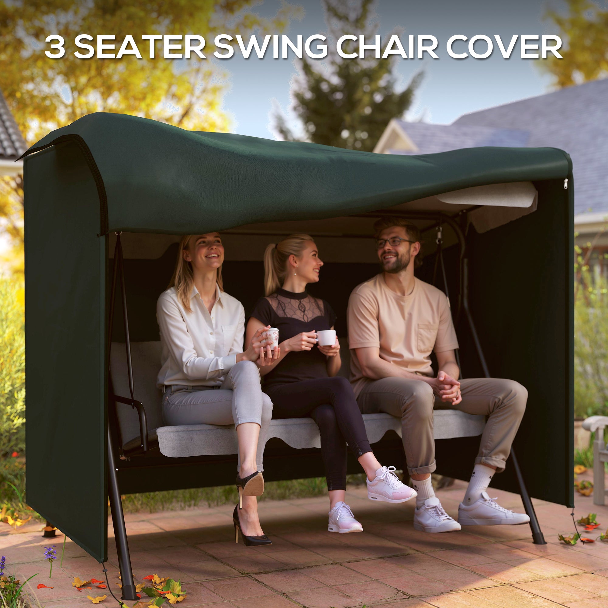 Outdoor Patio Hammock Porch Swing Cover with UV, Water, & Dust Fighting Material, 81" x 49" x 65", Dark Green