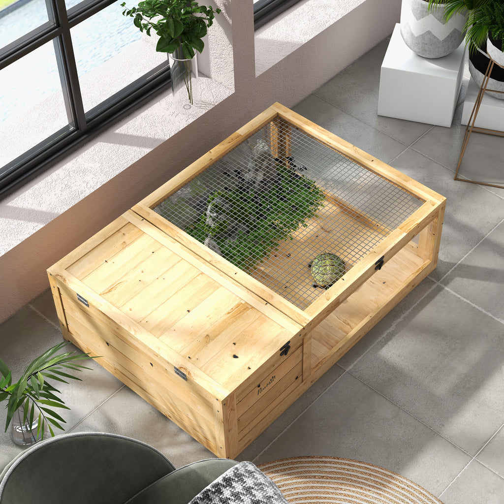 Wooden Reptile Cage with Top Access for Turtles, Lizards, Snakes, Yellow