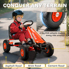 Kids Go Kart, Pedal Car with Adjustable Seat, EVA Wheels, Brake, for Boys & Girls Aged 3-8 Years Old, Red