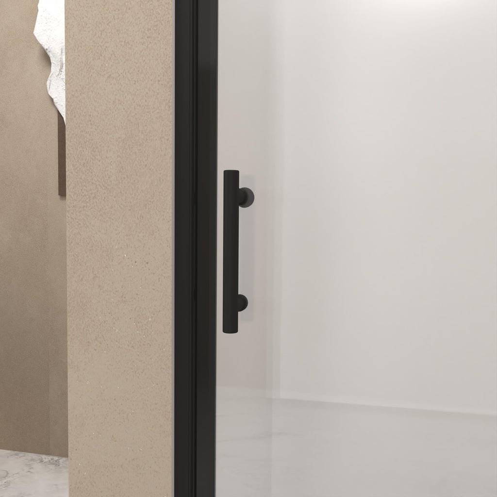 36" Bifold Shower Door with Stainless Steel Handle and Raised Water-Blocking Strips, Space-Saving Panel for Bathroom, 36" L x 0.5" W x 72" H, Matte Black