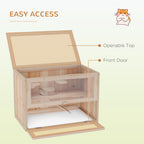 2-Level Hamster Cage Mice and Rat House, Small Animal Habitat for Guinea Pigs, Chinchillas with Openable Top, Front Door, Shelf and Ladder, Natural