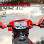 6V Kids Motorcycle, Electric Motorcycle with Dirt Bike Style, Street Bike Design Battery Powered Ride On Toy with Training Wheels, Headlight, Music, Ages 5-8, Red