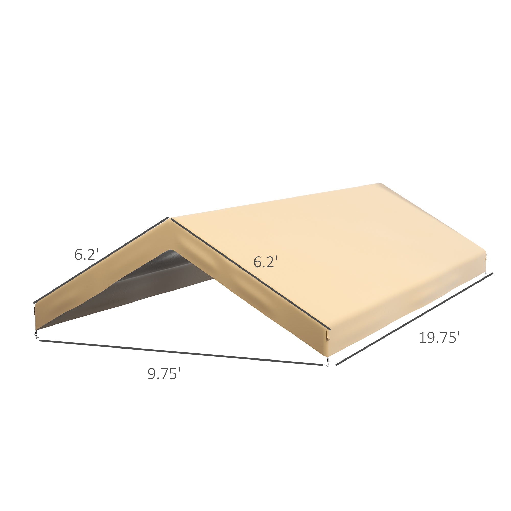 20' x 10' Carport Replacement Canopy for Model 84C-207WT or 84C-386V00WT with Ball Bungee Cords, Beige (Only Cover)