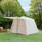 Inflatable Camping Tent with Easy-Setup Blow-Up Design, Waterproof Family Tent with Roll-Up Roof, 94.5″ L x 94.5″ W x 70″ H, Beige