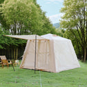 Inflatable Camping Tent with Easy-Setup Blow-Up Design, Waterproof Family Tent with Roll-Up Roof, 94.5″ L x 94.5″ W x 70″ H, Beige