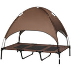 48" x 36" Elevated Portable Dog Cot Cooling Pet Bed with UV Protection Canopy Shade, Coffee