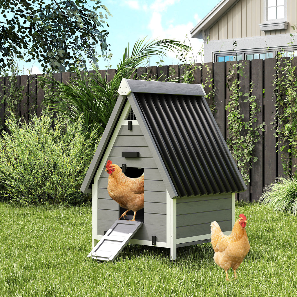 Chicken Coop for 2 Chickens, Outdoor Wooden Chicken House with Removable Nesting Box & Roosting Bar, Tray, Ramp