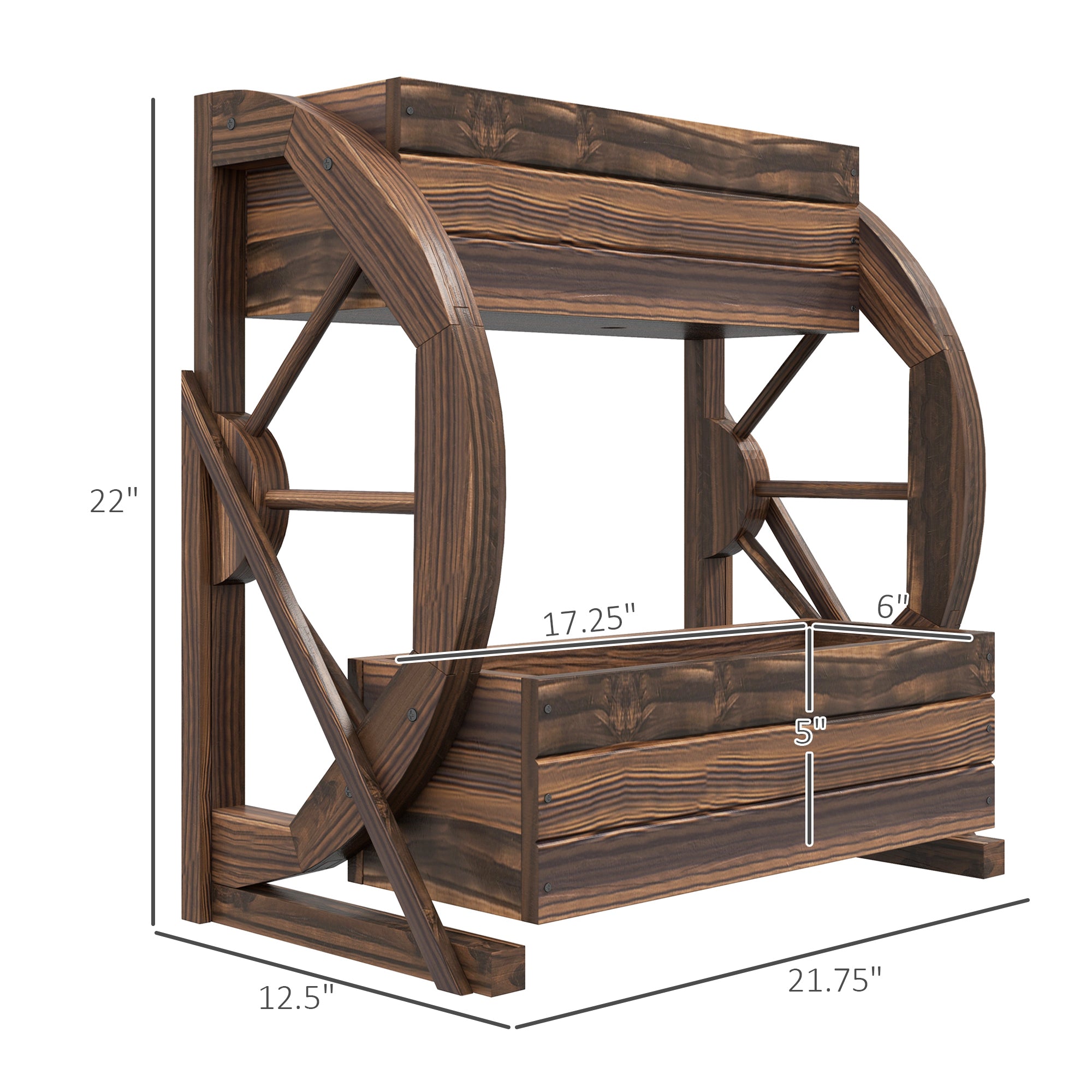 Wooden Wagon Planter Box, 2-Tier Raised Garden Bed, for Vegetables Flowers Herbs, 22" x 13" x 22"