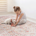 5x8 Non-Slip Machine Washable Area Rug with Low-Pile, Non-Shedding Kid and Pet Friendly Carpet, 60" L x 96" W x 0.15" H, Beige