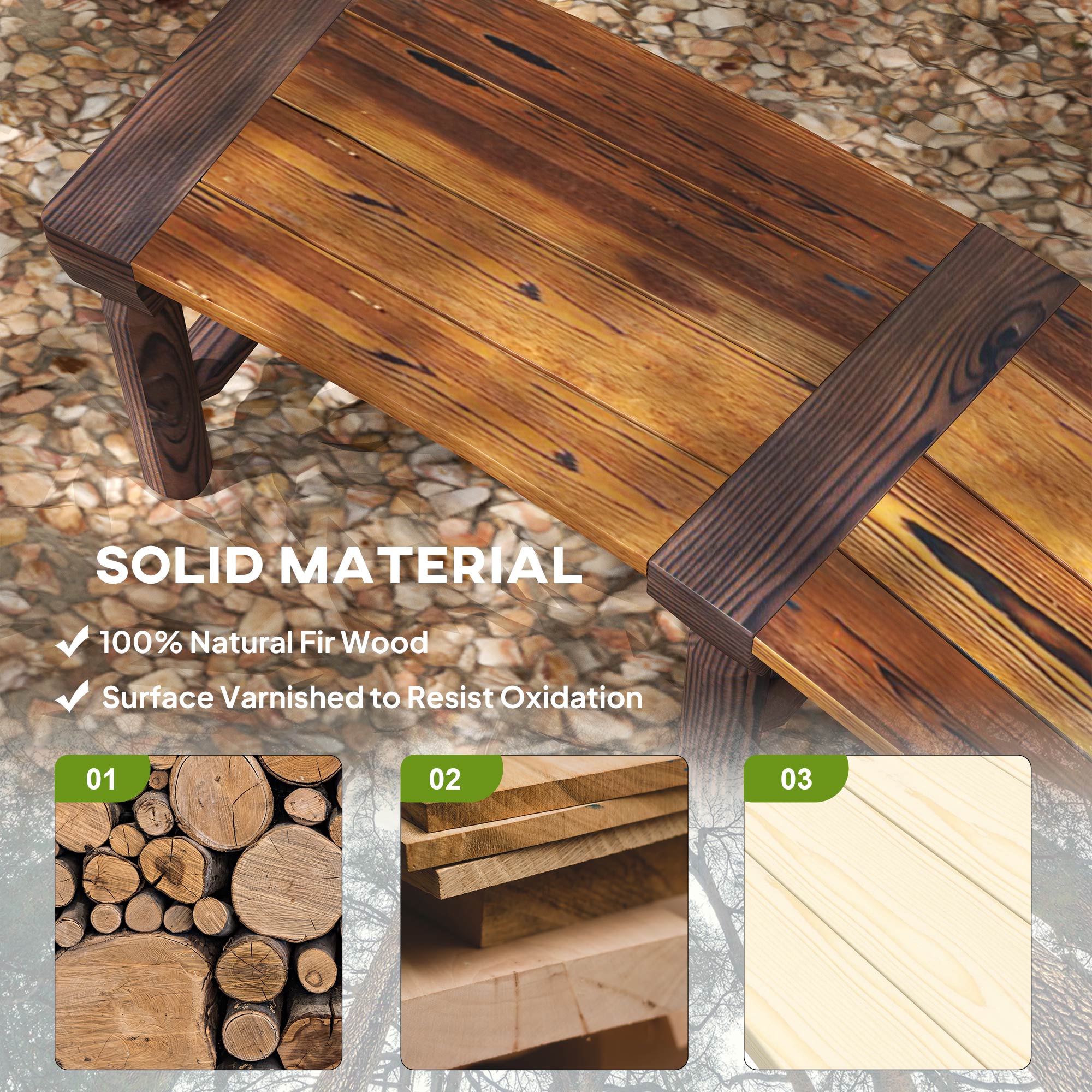 Wooden Garden Bench, Semicircular Round Outdoor Tree Bench, Wrap Around Park Bench for Yard, Patio, Deck, Lawn, Brown