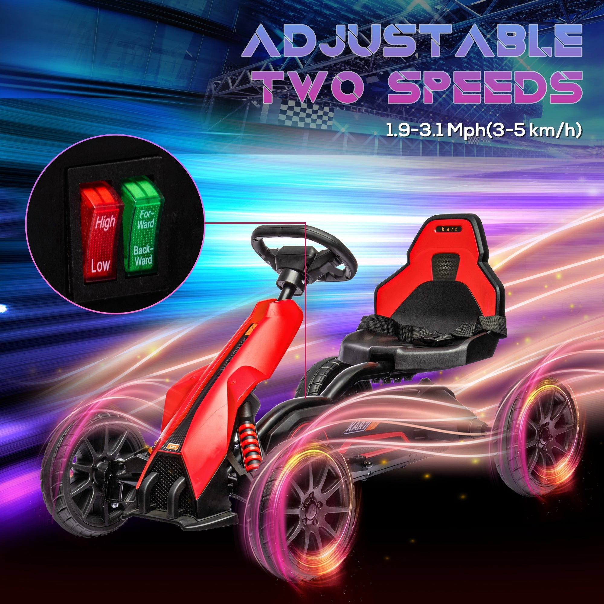 12V Electric Go Kart for Kids, Ride On Toy with EVA Tires, 2 Speeds, Adjustable Seat, Safety Belt for 3-8 Years, Red
