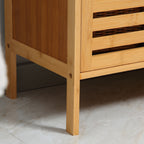 Freestanding Bathroom Sink Cabinet, Bamboo Under Sink Cabinet Cupboard Organizer with 2 Slatted Doors, Natural