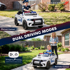 Licensed Ride On Police Car for Kids with 2 Seater, Remote, Suspension, Flashing Lights, Siren for Ages 3-6, White