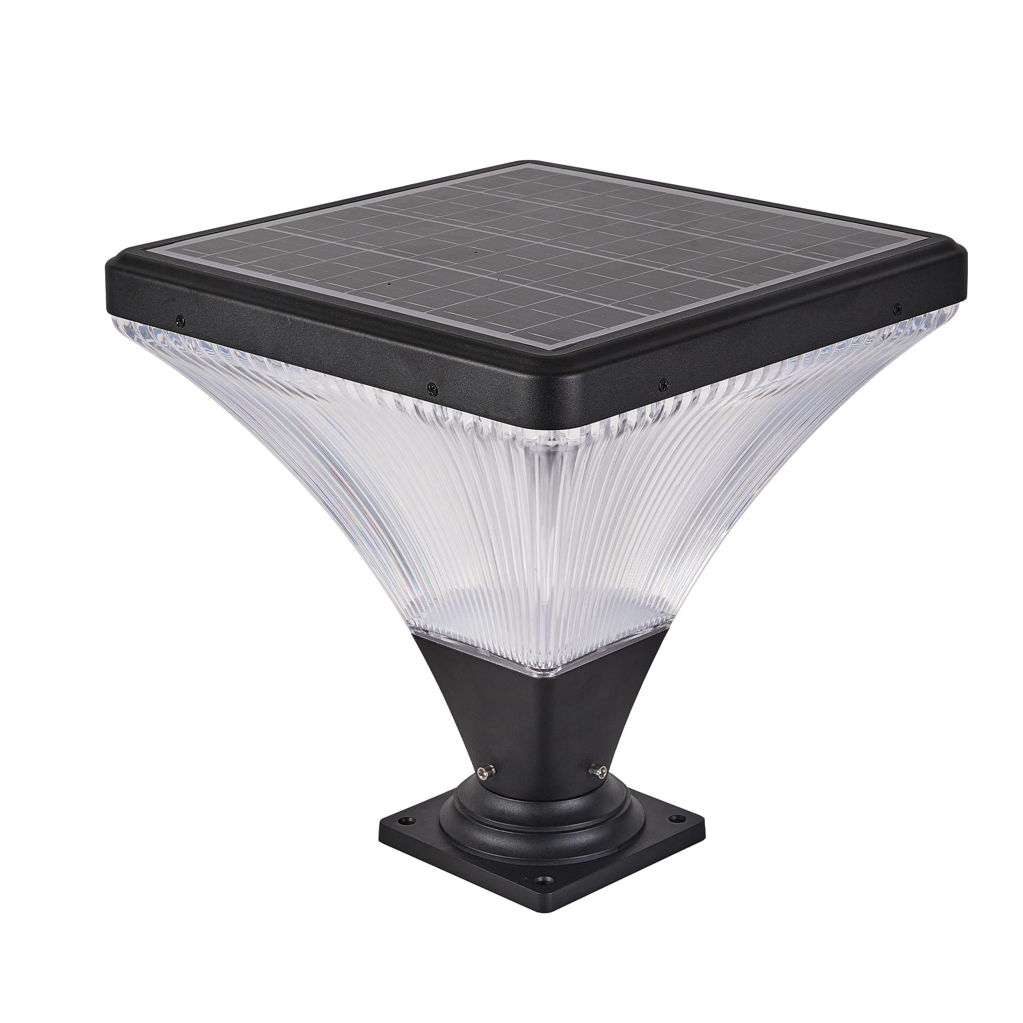 15" Outdoor LED Post Light with Remote Control, Dimmable and Timer Function, Weatherproof for Yard, Garden, 15" L x 15" W x 15.5" H, Black