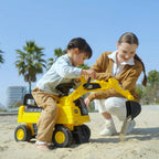 Kids Excavator Ride on Toy CAT Licensed with Manual Shovel, Horn, Hidden Storage for 18-36 Months, Yellow