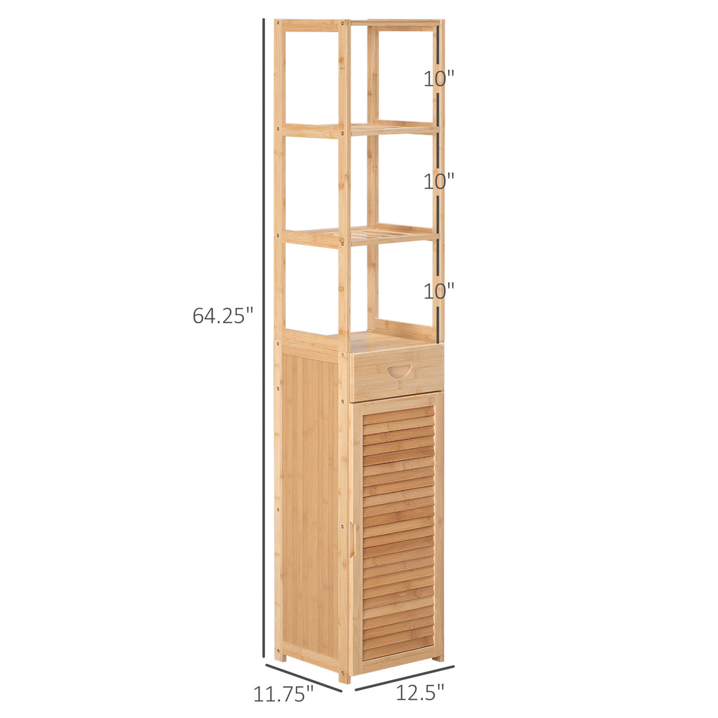 Bathroom Storage Cabinet with Drawer and Slatted Shelves