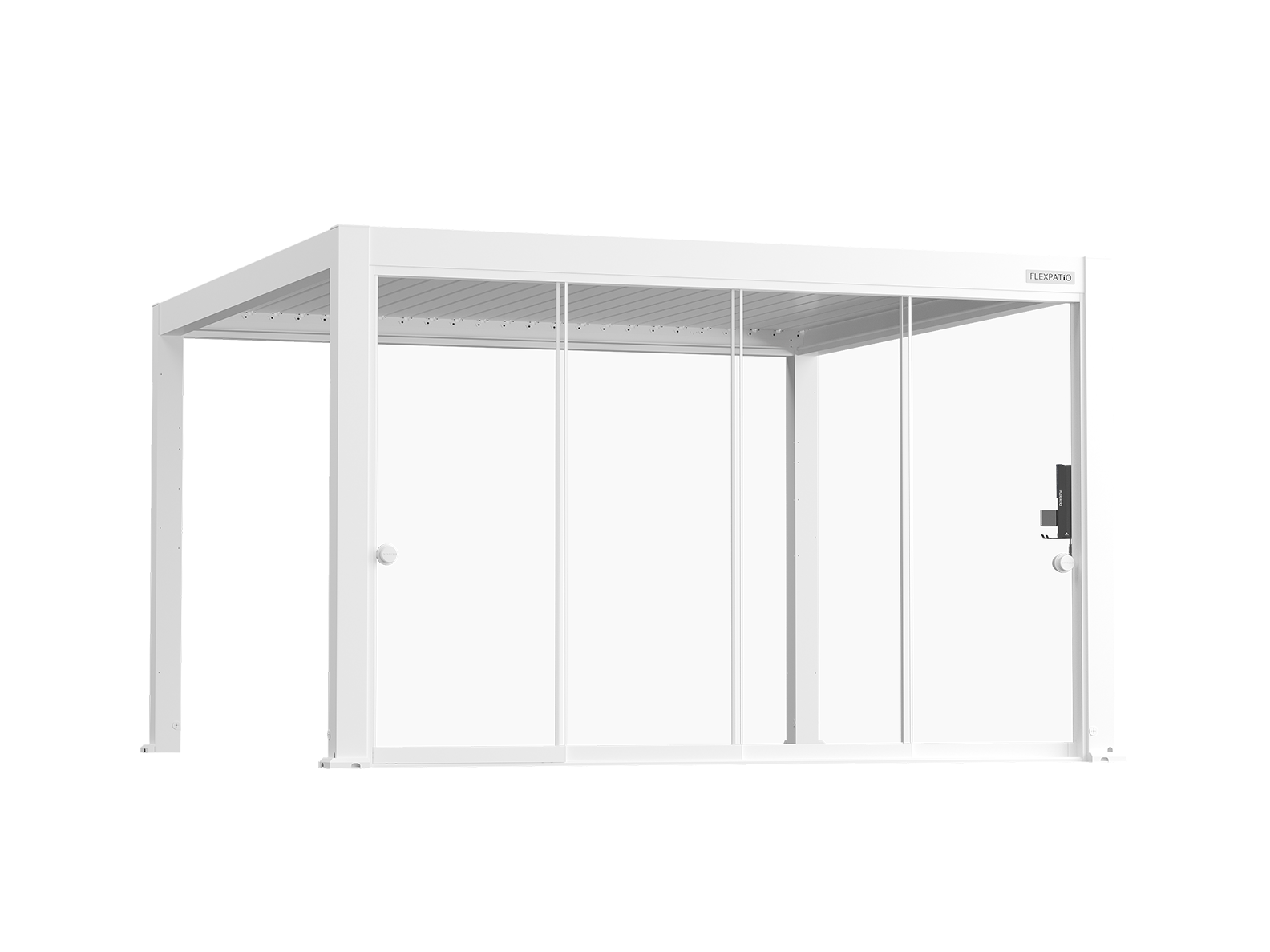 Glass Doors for Gen 2 Perogla 13' Side White - 10mm Tempered Glass Enclosed Sliding Door System with 100% Aluminum Rail