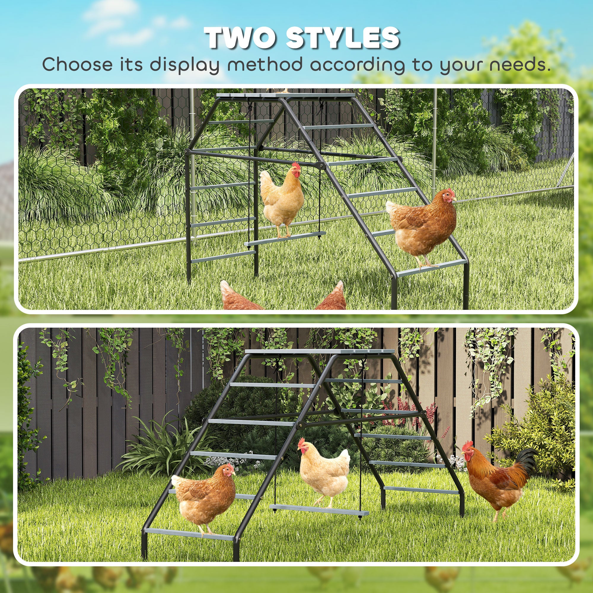 Chicken Coop Perches with Adjustable Swing, 10 Roosting Bars, for Backyard, Farm
