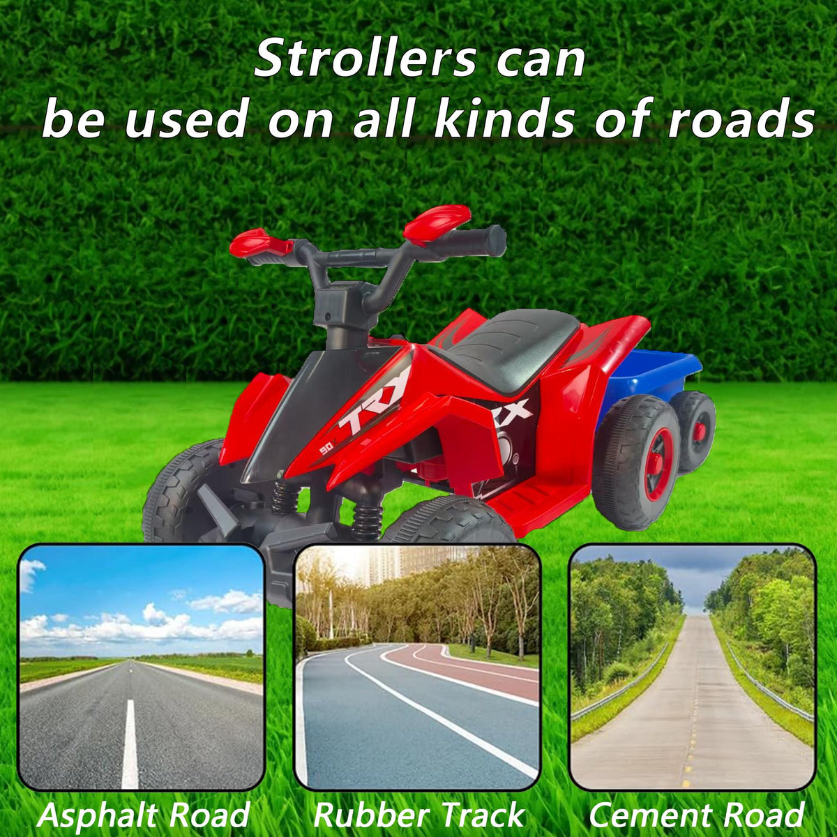 6V Battery-Powered Kids Electric ATV Ride-On with Headlights and MP3/USB, Electric Go-Kart with PP Tires, 40" L x 17.5" W x 17.5" H, Red
