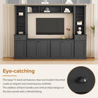 Minimalist Storage TV Stand for TVs Up to 75" with Adjustable Shelves, Entertainment Wall Unit Set for Living Room, 103" L x 15" W x 77" H, Black