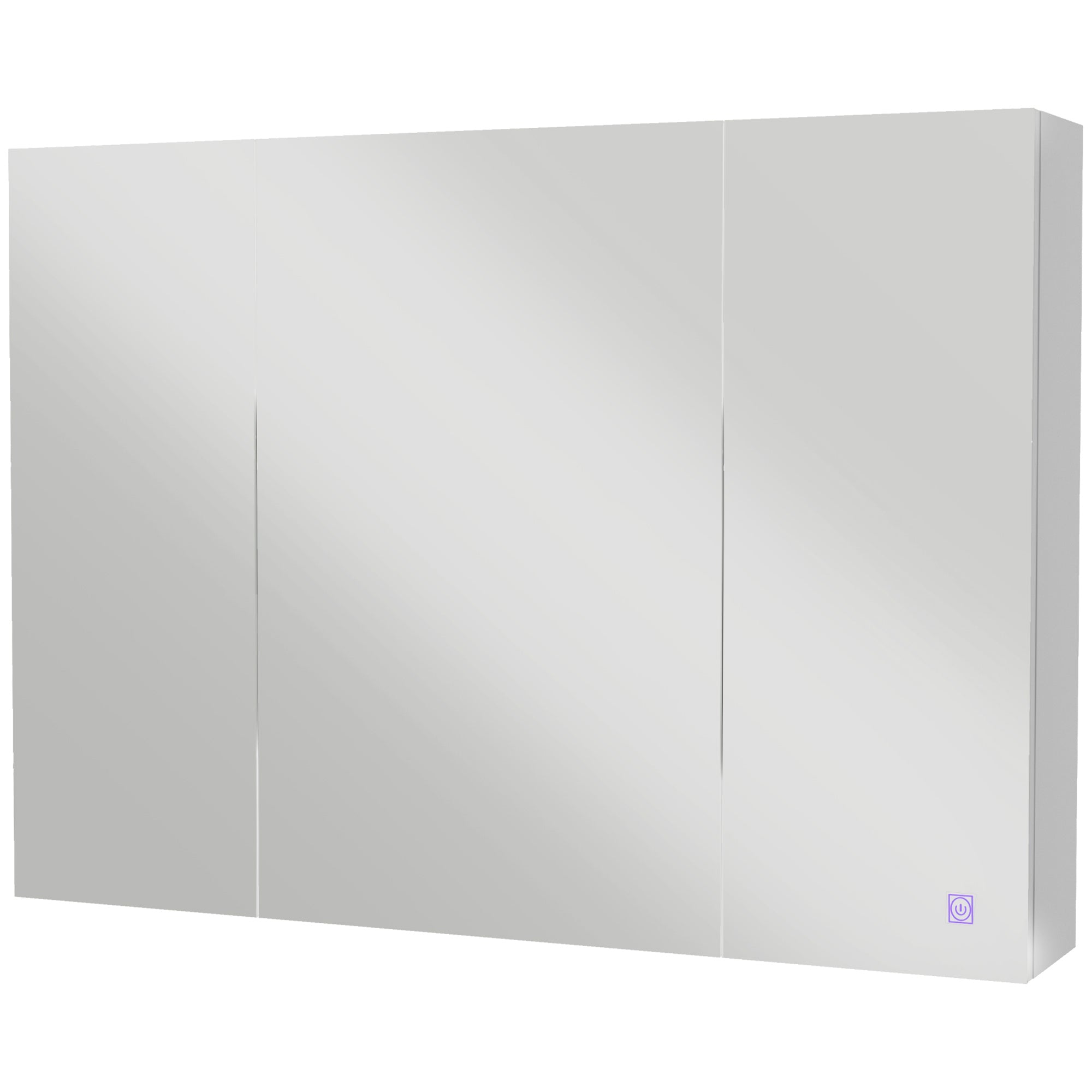 Bathroom Mirror Cabinet with Light, Bathroom Storage Cupboard with USB Charge, Adjustable Shelf, 35.5"W x 25.5"H, White