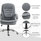 High Back Home Office Chair Executive Computer Chair with Adjustable Height, Upholstered Thick Padding Headrest and Armrest - Grey