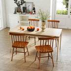 Dining Chairs Set of 2, Farmhouse Wood Kitchen Chairs with Rubber Wood Frame, Spindle Back for Dining Room, Light Brown