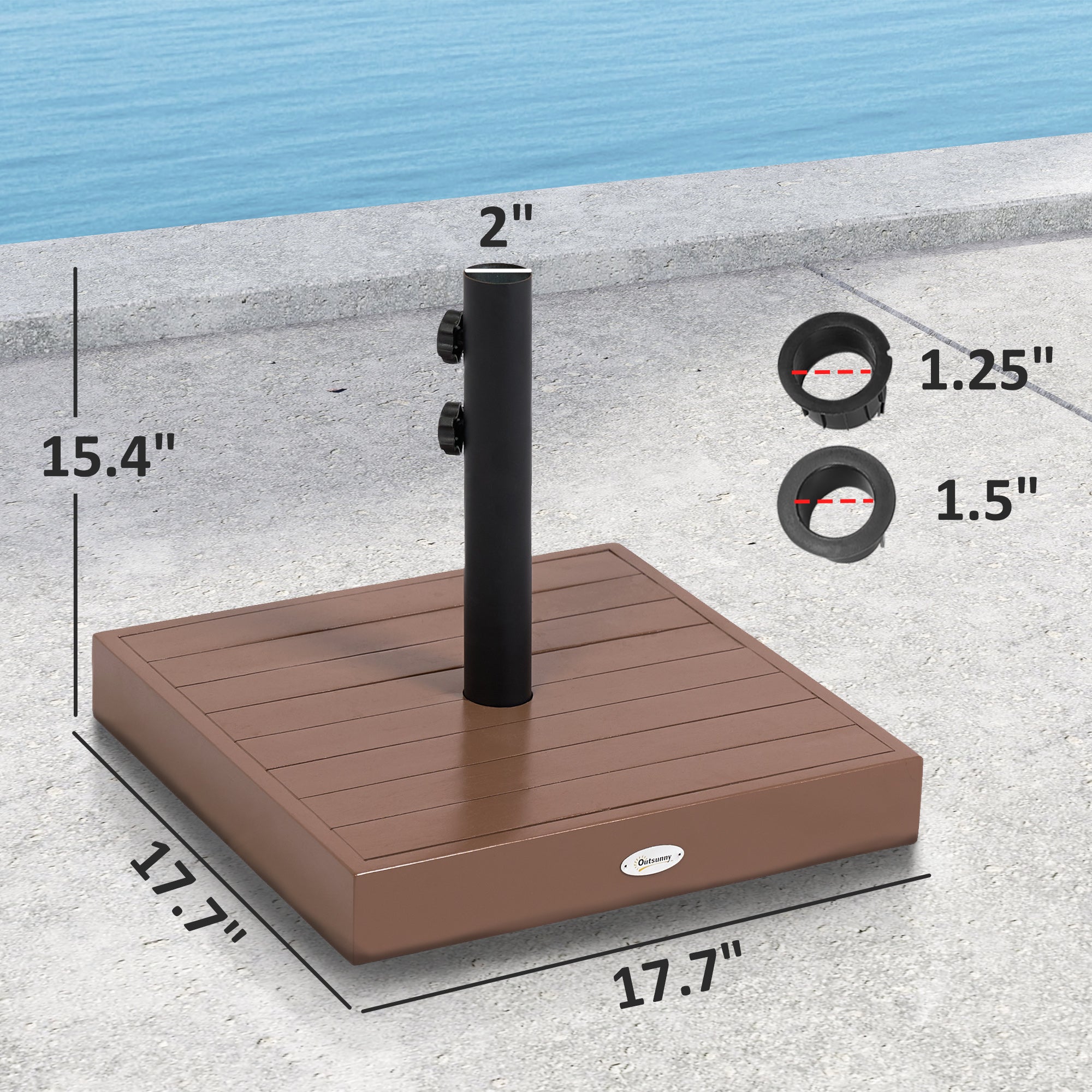 Patio Umbrella Base, 42 lbs. Concrete Heavy Duty Umbrella Base for 1.25/1.5" Poles, Coffee