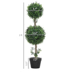 Set of 2 Artificial Ball Boxwood Topiary Trees, Fake Plants in Pot for Indoor Outdoor Living Room Green