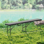 2 Pack 6 ft Portable Foldable Bench Seats, Plastic Folding Benches with Carrying Handle for Camping, Black