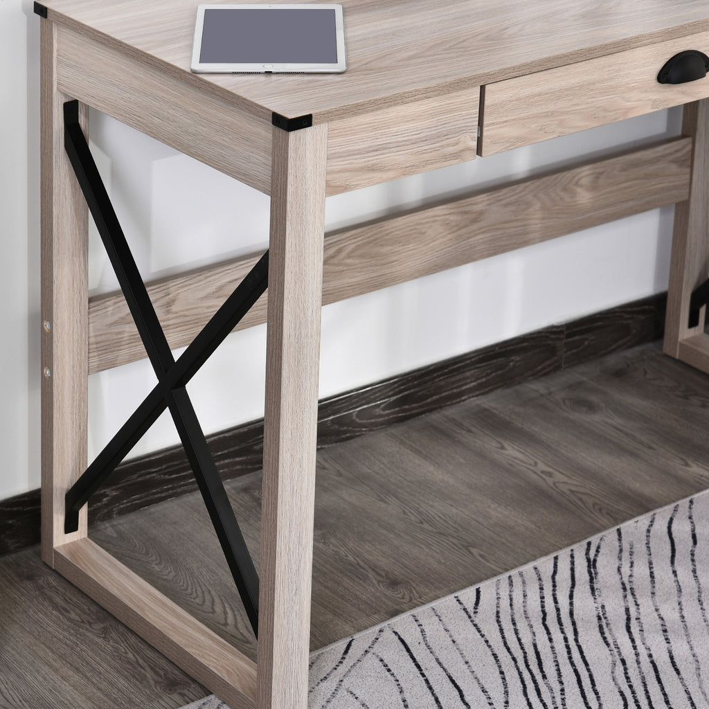 44 inch Home Office Computer Desk, Rustic Writing Desk, Farmhouse Workstation with Storage Drawer, X-Frame