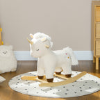 Kids Rocking Horse, Ride on Unicorn with Realistic Sounds & Wooden Base for Years 2-4, White