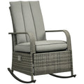 PE Rattan Rocking Recliner with Footrest, Gray
