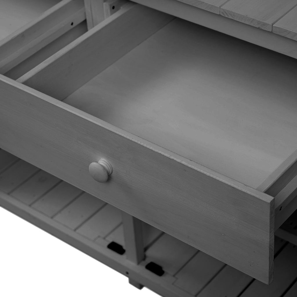 Fir Wood Potting Bench with Drawer & Cabinet for Garden, Outdoor Garden Workstation with Three-Tier Shelf, 47'' L x 23'' W x 65'' H, Gray