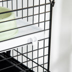 Two-Story Small Animal Cage Removable from Stand, Pet Habitat with Shelf & Wheels, 33" x 18.5" x 35", Charcoal Gray