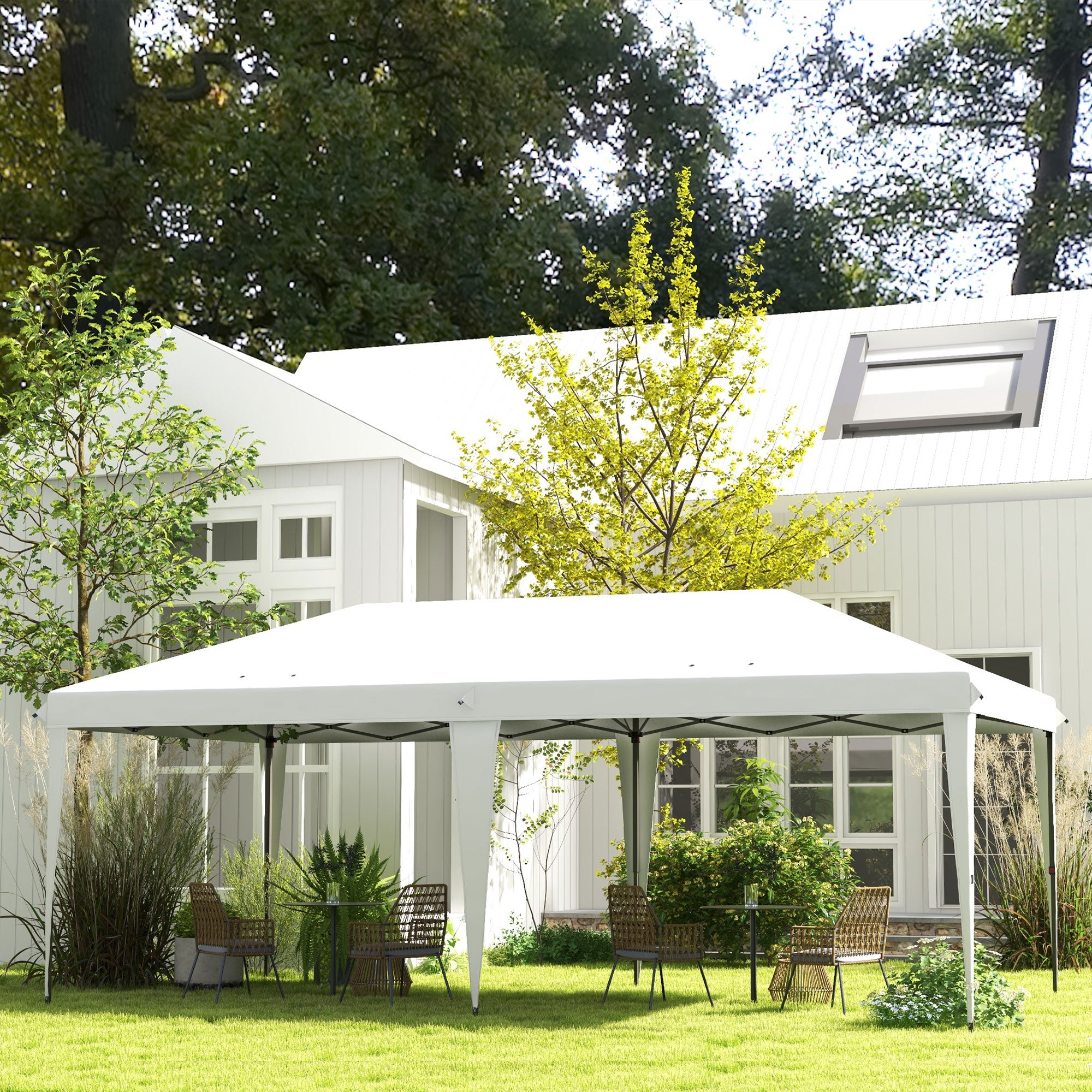 10' x 19.2' Outdoor Gazebo Pop Up Canopy Party Tent with Carrying Bag, White