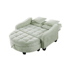 2-Seater Sofa Chaise Lounge with Irregular Curved Armrests, Ergonomic Backrest, Footrest with 2 Throw Pillows, 42.5" L x 32.5" W x 36.5" H, Cyan