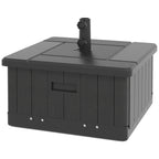 3-in-1 Outdoor Umbrella Base with Wheels and Handles, End Table, Flower Box Planter with Hole, 175 lbs. Capacity, Black