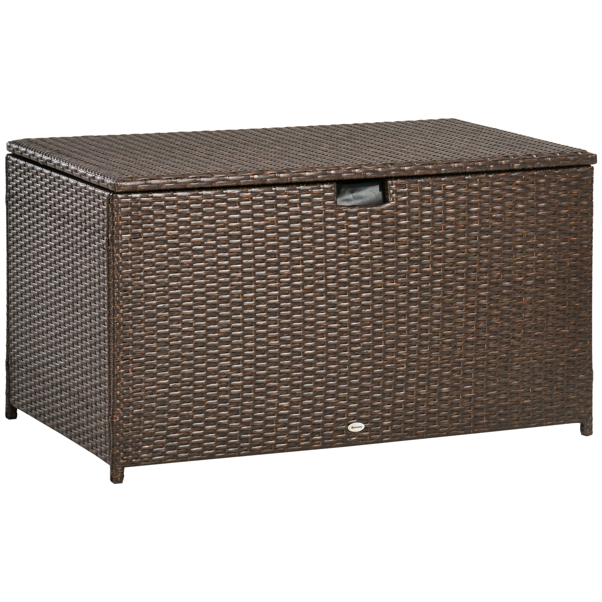 113 Gallon Outdoor Storage Box, Rattan Deck Box for Indoor, Patio Furniture Cushions, Pool Garden Tools, Brown