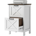 Vertical File Cabinet with 2 Drawers, Rustic Farmhouse Office Storage Cabinet for A4, Letter Size, Distressed White