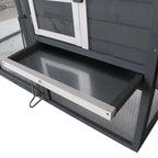 84" Wooden Chicken Coop, Hen House Outdoor with Run Nesting Box, Asphalt Roof, Removable Tray, Ramp, Poultry Cage for 2-3 Chickens, Gray