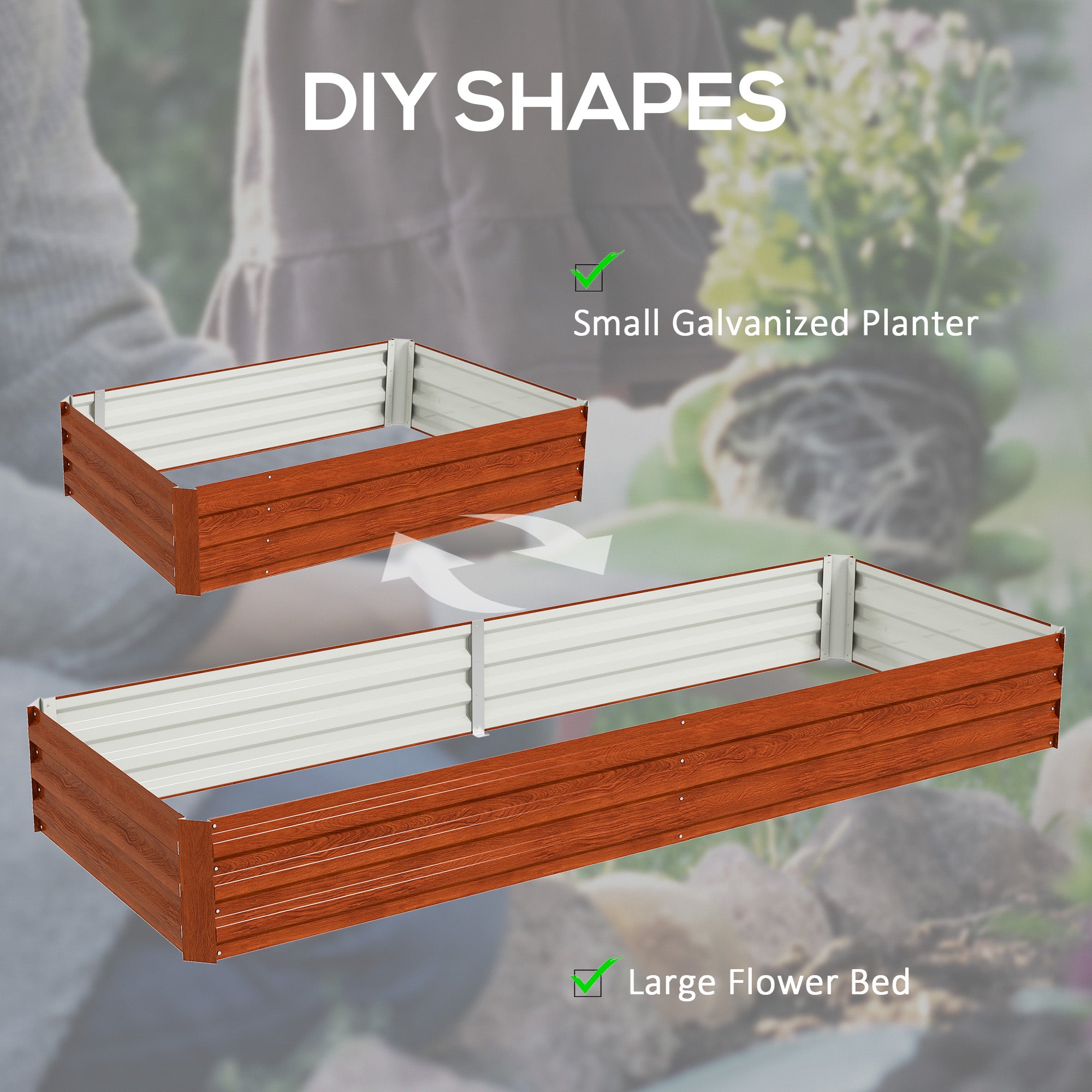 95" x 36" x 12" Galvanized Raised Garden Bed, Easy DIY and Cleaning for Growing Flowers, Herbs, Succulents, Natural Wood