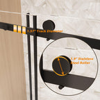 Frameless Sliding Shower Door with Smooth Quiet Stainless Steel Rollers & Round Tracks, Panel for Bathroom, 60" L x 0.5" W x 60" H, Matt Black