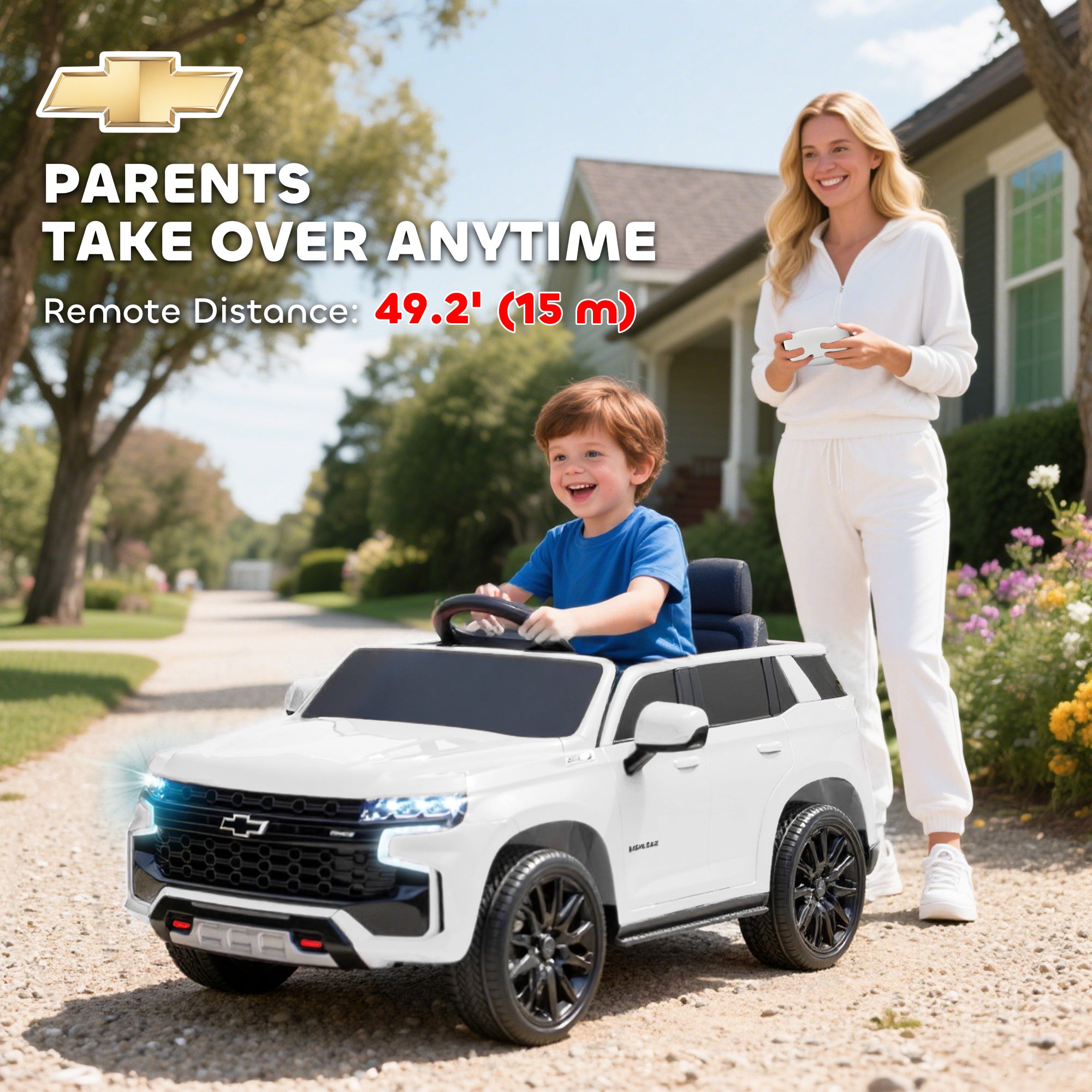 Electric Ride on Car 12V Kids Ride-on Toy, White