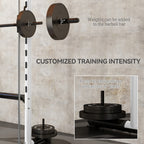 Squat Rack with Pull Up Bar and Barbell Bar Adjustable Bench Press Multi-Function Weight Lifting Half Rack, White