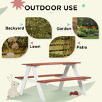Kids Picnic Table Set, Wooden Table & Bench Set, Kids Patio Furniture Outdoor Toys for Garden, Backyard, Aged 3-8 Years Old, Brown