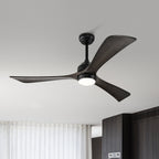 52" Ceiling Fan with Lights and Remote Control, Quiet DC Motor, 3 Blades, 6 Speed Levels, Reversible, for Indoor Patio, Living Room, Bedroom, Office, Matte Black