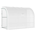 10' x 5' x 7' Outdoor Walk-In Greenhouse, Plant Nursery with Zippered Doors, PE Cover and 3 Wire Shelves, White